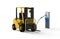 Forklift truckÂ charges with electric recharging station